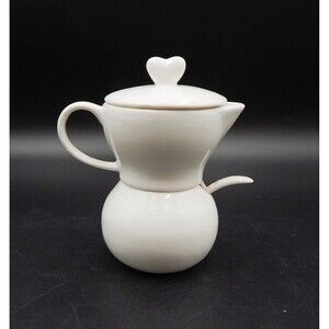 Debora Carlucci White Porcelain Creamer and Sugar Holder in One With Spoon